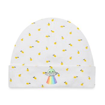 Ufo - Baby Premium Organic Mütze - Weiß/Zitronengelb - Vorne