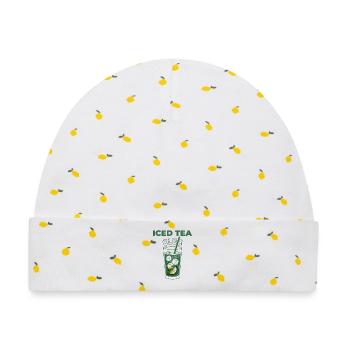Iced Tea Club Eistee Zitrone Eis - Baby Premium Organic Mütze - Weiß/Zitronengelb - Vorne