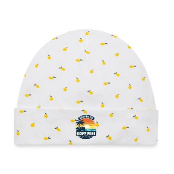 Koffer zu Kopf frei Urlaub am Meer - Baby Premium Organic Mütze - Weiß/Zitronengelb - Vorne
