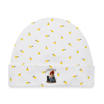 Wildfang –Freigeist Mädchen mit Hund und Abenteuer - Baby Premium Organic Mütze - Weiß/Zitronengelb - Vorne