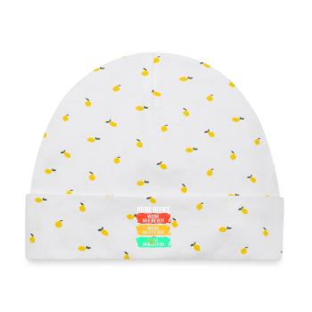 Remote Homeoffice - Baby Premium Organic Mütze - Weiß/Zitronengelb - Vorne