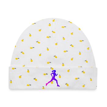 Geschenkidee für eine Running mit Running - Baby Premium Organic Mütze - Weiß/Zitronengelb - Vorne