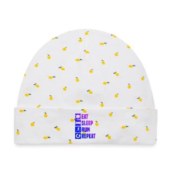Geschenkidee für einen Running mit Running - Baby Premium Organic Mütze - Weiß/Zitronengelb - Vorne