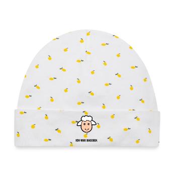Kuscheliges Schäfchen Gesicht - Baby Premium Organic Mütze - Weiß/Zitronengelb - Vorne