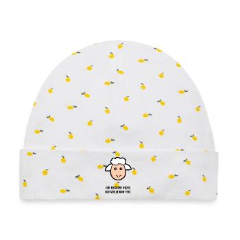 Minimalistisches Schafgesicht - Baby Premium Organic Mütze - Weiß/Zitronengelb - Vorne