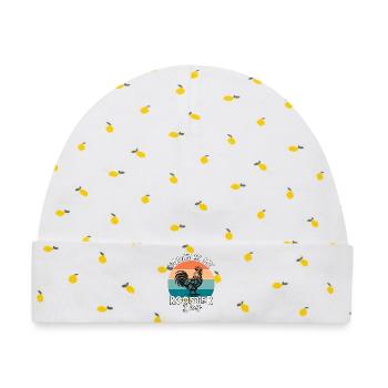 Hahn Rooster - Baby Premium Organic Mütze - Weiß/Zitronengelb - Vorne