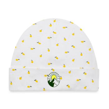 Sonnenaufgang über Bergkette - Baby Premium Organic Mütze - Weiß/Zitronengelb - Vorne