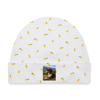 Berglandschaft Hundportrait - Baby Premium Organic Mütze - Weiß/Zitronengelb - Vorne