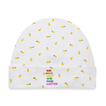 Ihr Seid Laut Wir Sind LAUTER | Pride | Regenbogen - Baby Premium Organic Mütze - Weiß/Zitronengelb - Vorne