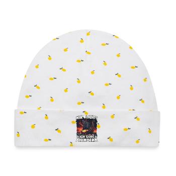 Vikingerschiff Plünderer Raid Motiv - Baby Premium Organic Mütze - Weiß/Zitronengelb - Vorne
