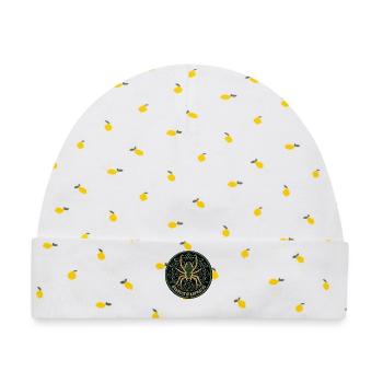 Kreuzspinne - Araneus Diadematus - Aufnäher Emblem - Baby Premium Organic Mütze - Weiß/Zitronengelb - Vorne