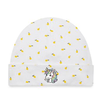 Pastellstern-Einhorn - Baby Premium Organic Mütze - Weiß/Zitronengelb - Vorne