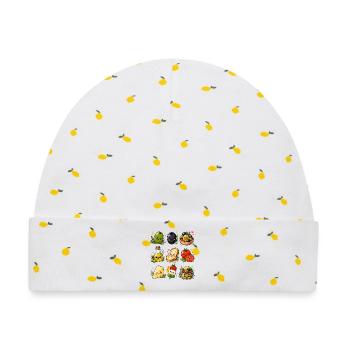 Kawaii Oliven | Mediterrane Küche - Baby Premium Organic Mütze - Weiß/Zitronengelb - Vorne