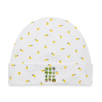 Kawaii Kräuter | Küche & Kräutergarten - Baby Premium Organic Mütze - Weiß/Zitronengelb - Vorne