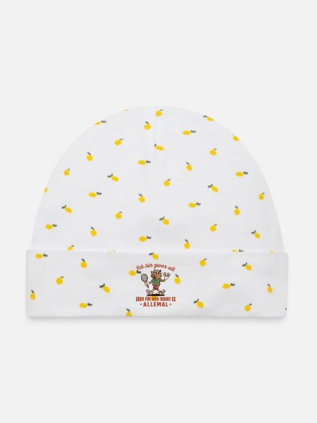 Badminton bin zwar alt Retro Federball - Baby Premium Organic Mütze - Weiß/Zitronengelb