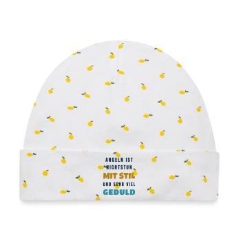 Angeln ist Nichtstun mit Stil - Angler Geschenk - Baby Premium Organic Mütze - Weiß/Zitronengelb - Vorne