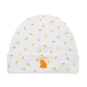Tabby Katze - Baby Premium Organic Mütze - Weiß/Zitronengelb - Vorne
