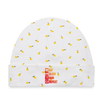 Geschenkidee für einen Running mit Running - Baby Premium Organic Mütze - Weiß/Zitronengelb - Vorne