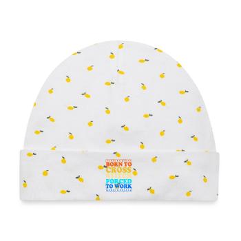 Kreuzstich - Baby Premium Organic Mütze - Weiß/Zitronengelb - Vorne