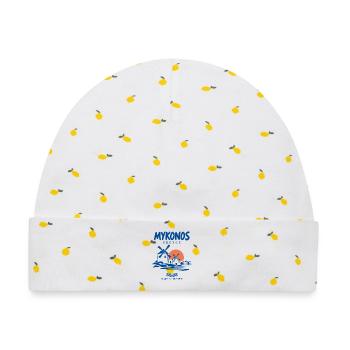 Mykonos-Windmühlen - Baby Premium Organic Mütze - Weiß/Zitronengelb - Vorne