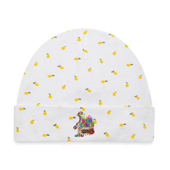 Kunterbunte Giraffe: Kunterbunt statt Braun - Baby Premium Organic Mütze - Weiß/Zitronengelb - Vorne
