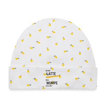 Ist mir Latte bzw Wumpe - Baby Premium Organic Mütze - Weiß/Zitronengelb - Vorne