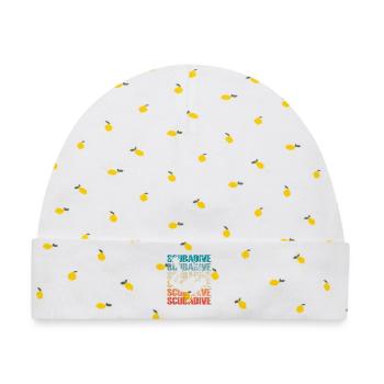 Retro Taucher Für Schnorcheln und Tauchen - Baby Premium Organic Mütze - Weiß/Zitronengelb - Vorne