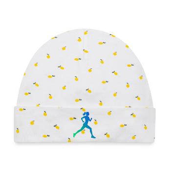 Geschenkidee für eine Running mit Running - Baby Premium Organic Mütze - Weiß/Zitronengelb - Vorne