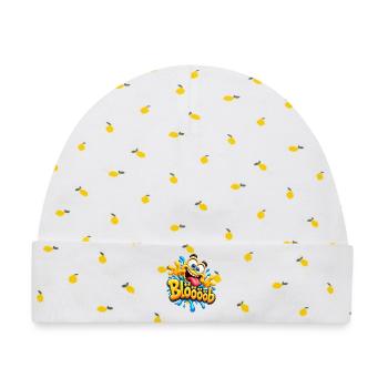 Bloooob Splash Cartoon - Baby Premium Organic Mütze - Weiß/Zitronengelb - Vorne