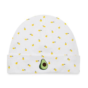 Avocado Half Minimalist Green Slice - Baby Premium Organic Mütze - Weiß/Zitronengelb - Vorne