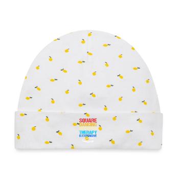 Square Dance - Baby Premium Organic Mütze - Weiß/Zitronengelb - Vorne
