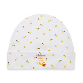 Ich lese, also bin ich!  - Baby Premium Organic Mütze - Weiß/Zitronengelb - Vorne