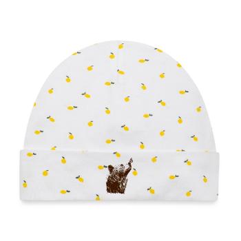 Bär Schmetterling Natur Wald Braunbär - Baby Premium Organic Mütze - Weiß/Zitronengelb - Vorne
