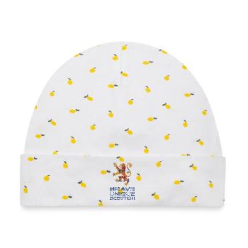 Tartan-Löwe des tapferen schottischen Stolzes - Baby Premium Organic Mütze - Weiß/Zitronengelb - Vorne