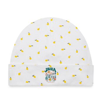 Ibiza 2026 Sun Salt Soul - Baby Premium Organic Mütze - Weiß/Zitronengelb - Vorne