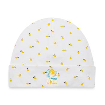 Tropischer Retro-Pool-Print - Baby Premium Organic Mütze - Weiß/Zitronengelb - Vorne
