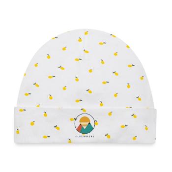 Elsewhere – Retro Mountain Sunset - Baby Premium Organic Mütze - Weiß/Zitronengelb - Vorne