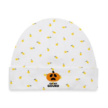 Oh My Gourd: Frightened Pumpkin Icon - Baby Premium Organic Mütze - Weiß/Zitronengelb - Vorne