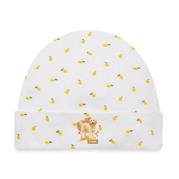 Doodle Hund Forever Herzchen - Baby Premium Organic Mütze - Weiß/Zitronengelb - Vorne