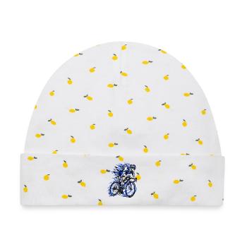 Blauer Sprint Radfahrer Grafik - Baby Premium Organic Mütze - Weiß/Zitronengelb - Vorne