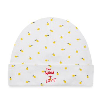 Free Hugs and Love Logo - Baby Premium Organic Mütze - Weiß/Zitronengelb - Vorne