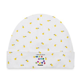 EINE ANDERE ART VON PUZZLE - Baby Premium Organic Mütze - Weiß/Zitronengelb - Vorne