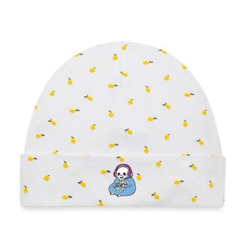 Niedliche Kawaii-Skelett-Videospieler-Videospieler-Gaming-Halloween - Baby Premium Organic Mütze - Weiß/Zitronengelb - Vorne