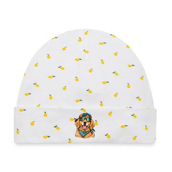 Cooler Golden Retriever – Sommerstrand-Vibes - Baby Premium Organic Mütze - Weiß/Zitronengelb - Vorne