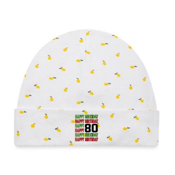 Happy Birthday 80 Jahre Geburtstag Alter Sprüche - Baby Premium Organic Mütze - Weiß/Zitronengelb - Vorne
