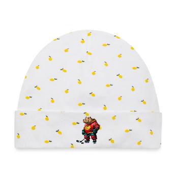 Nilpferde Eishockeyspieler / Hockey Flusspferd - Baby Premium Organic Mütze - Weiß/Zitronengelb - Vorne