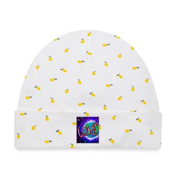 Love im Neon-Kosmos - Baby Premium Organic Mütze - Weiß/Zitronengelb - Vorne