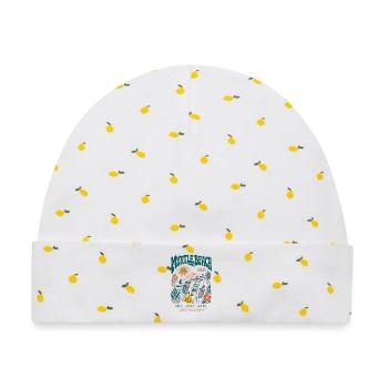 Myrtle Beach 2026 Surf & Sonne - Baby Premium Organic Mütze - Weiß/Zitronengelb - Vorne