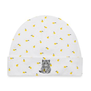 Britisch Kurzhaar Katze Tigerkatze Katzenshirt  - Baby Premium Organic Mütze - Weiß/Zitronengelb - Vorne