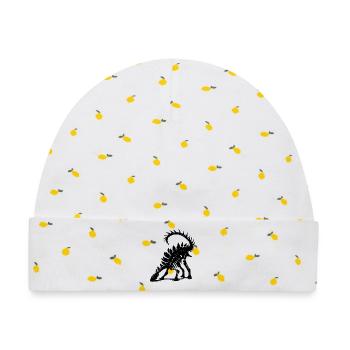 Dunkler Stegosaurus Silhouette - Baby Premium Organic Mütze - Weiß/Zitronengelb - Vorne